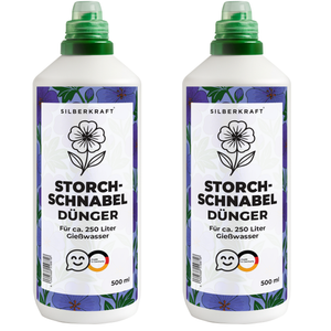 Storchschnabeldünger – Mineralischer NPK Flüssigdünger mit Stickstoff – Dünger für Storchschnabel (Geranium) – Stauden-Dünger - Silberkraft