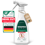 Silberkraft Wespenspray, 500 ml Sprühflasche mit grün-weißem Etikett, Gütesiegel „Sehr gut gegen Wespen“ und Anhänger „Extra Stark Sofortwirkung“ – hochwirksames Mittel mit angenehmem Zitronenduft, hergestellt in Deutschland