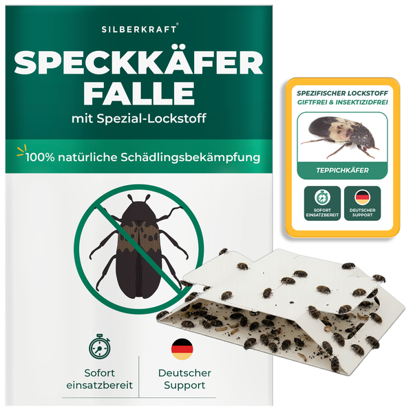 Silberkraft spekkeverval met speciaal lokmiddel - lijmval tegen spekkevers en tapijtkevers, direct klaar voor gebruik