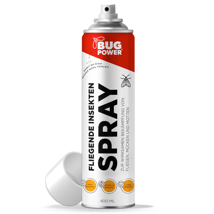 BugPower Spray tegen vliegende insecten 400 ml - breed werkingsspectrum - snelle werking & met knock-down effect - zilverkracht