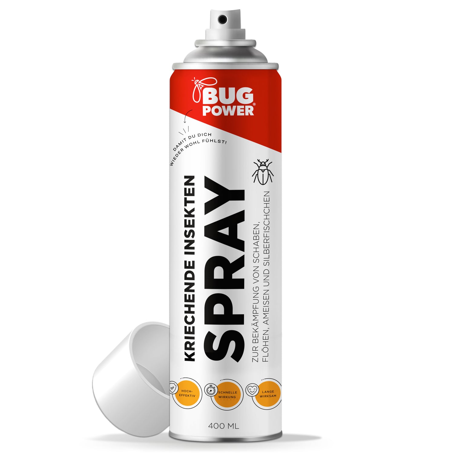 BugPower Spray gegen kriechende Insekten und Wespen 400 ml - breites Wirkungsspektrum - schnelle Wirkung & Knock-Down-Effekt - Silberkraft