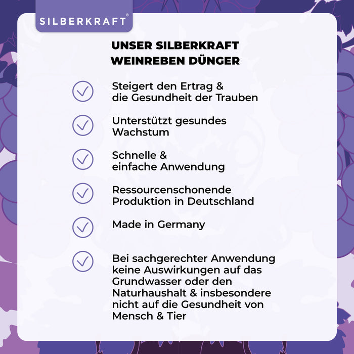 Weinreben Dünger - Mineralischer NPK-Flüssigdünger mit Stickstoff - Dünger für Weinreben - Weinstock Dünger - Silberkraft