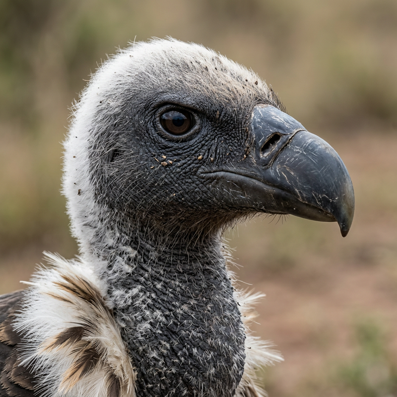 Afrikanischer Weißrückengeier (Gyps africanus), AI-illustratie