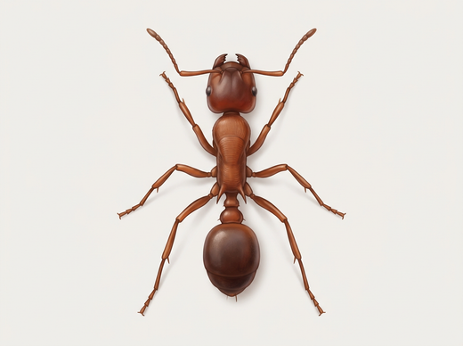 Gewone steekmier (Myrmica rubra), werkster van bovenaf