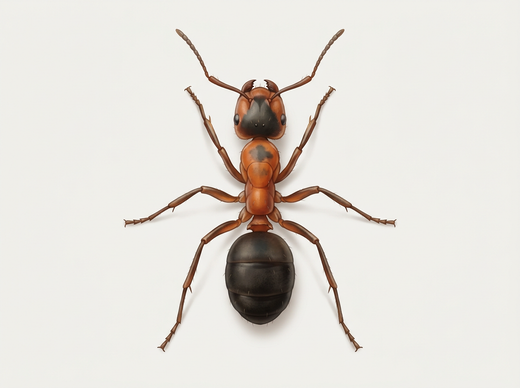 Rode bosmier (Formica rufa), werkster van bovenaf