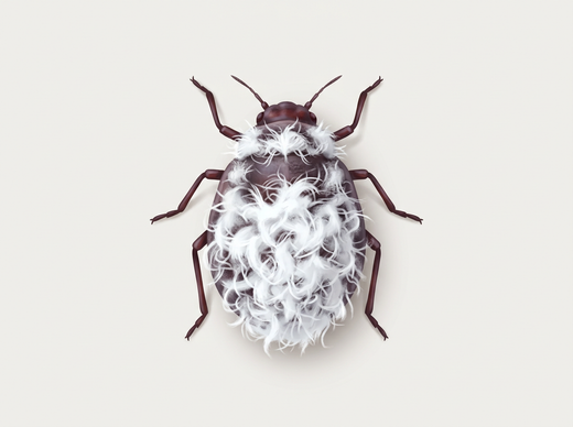 Bloedluis (Eriosoma lanigerum) met witte waswol van bovenaf