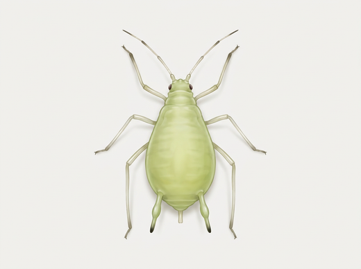 Groene perzikbladluis (Myzus persicae) van bovenaf