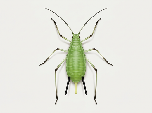 Grote rozenbladluis (Macrosiphum rosae) van bovenaf