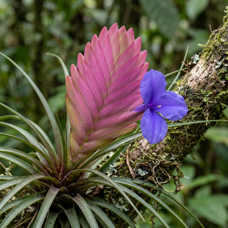 Blaues Tillandsie (Wallisia cyanea), AI-illustratie