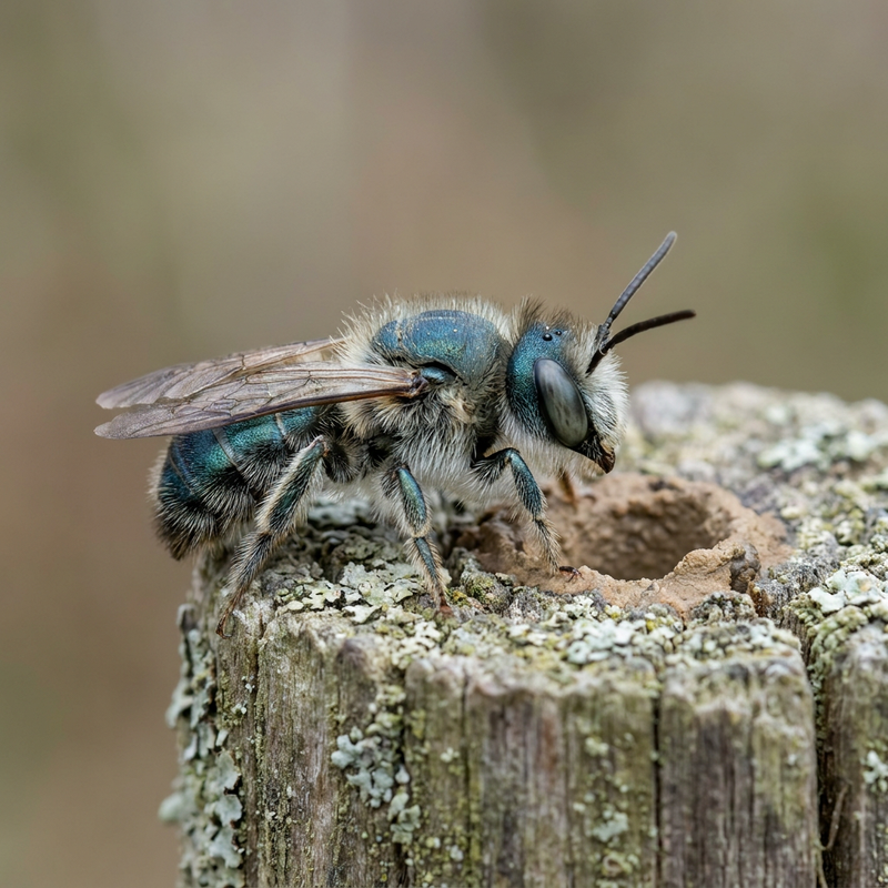 Blauwgroene metselaarbij