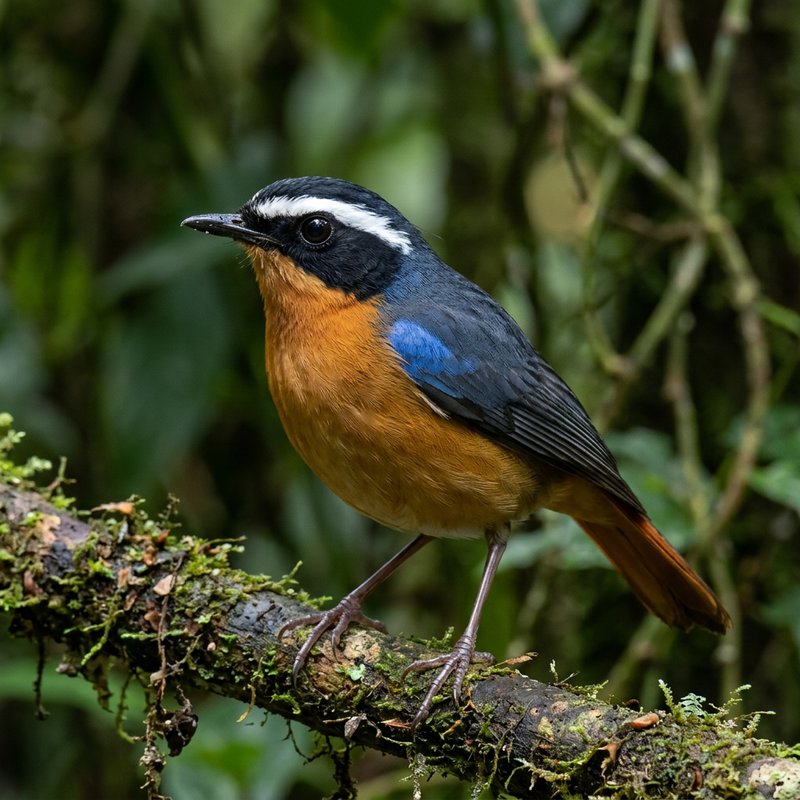 Blauschulter-Heckensänger (Cossypha cyanocampter), AI-illustratie