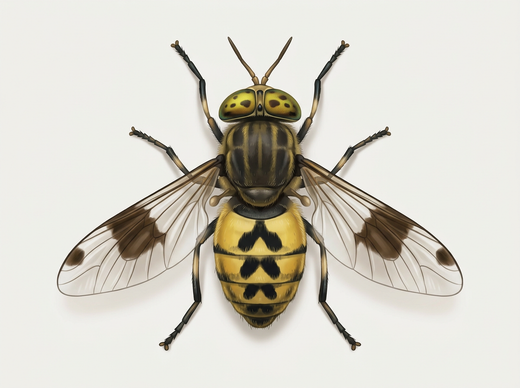 Goudogige paardenvlieg (Chrysops relictus) van bovenaf