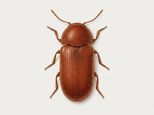 Broodkever (Stegobiumpaniceum) van bovenaf