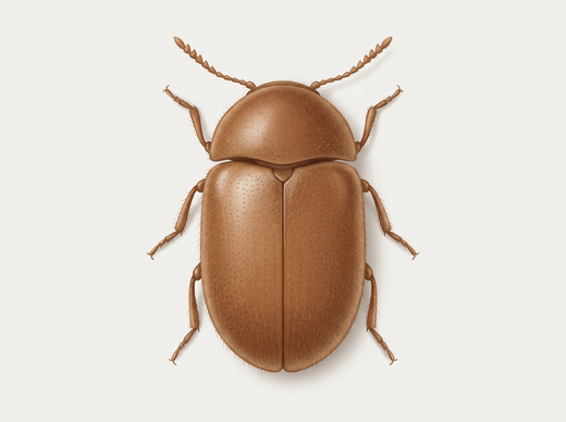 Tabakskever (Lasioderma serricorne) van bovenaf