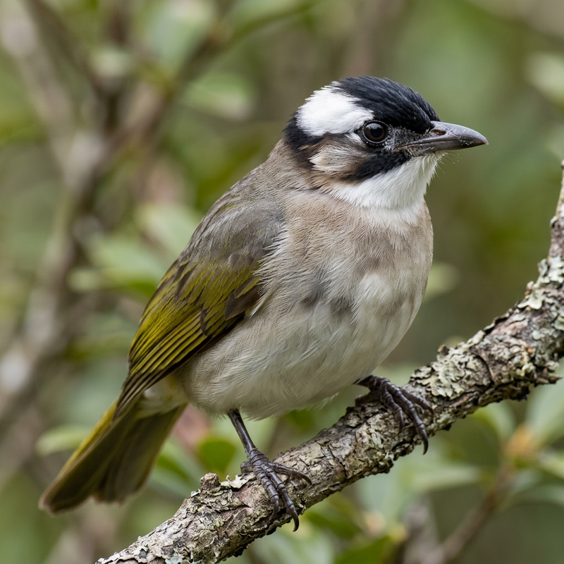 Chinesebülbül (Pycnonotus sinensis), AI-illustratie