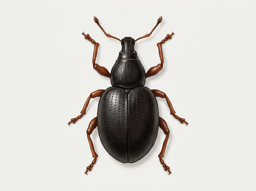 Aardbeienwortelkever (Otiorhynchus ovatus) van bovenaf