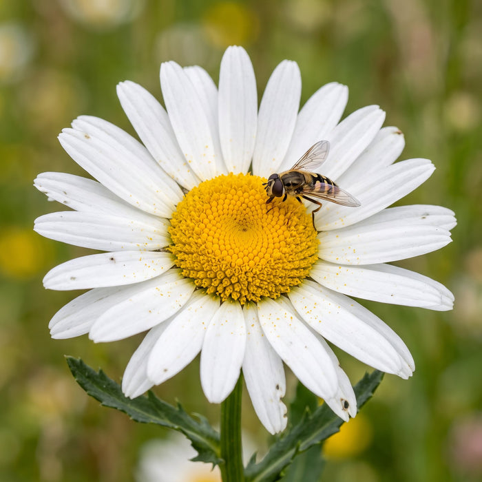 Blüte von Fettwiesen-Margerite (Leucanthemum ircutianum) in Nahaufnahme (KI-generiert)