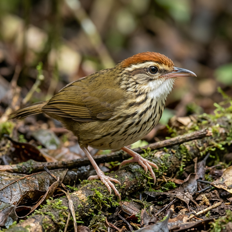 Fleckbrust-Drosselbabbler (Pellorneum ruficeps), AI-illustratie