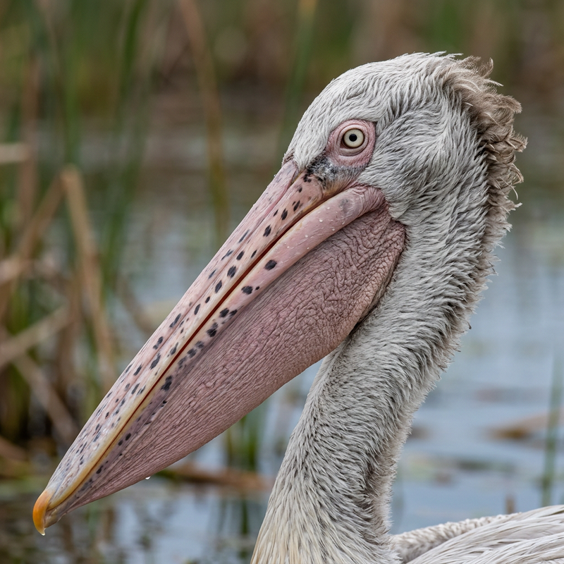 Fleckenschnabelpelikan (Pelecanus philippensis), AI-illustratie