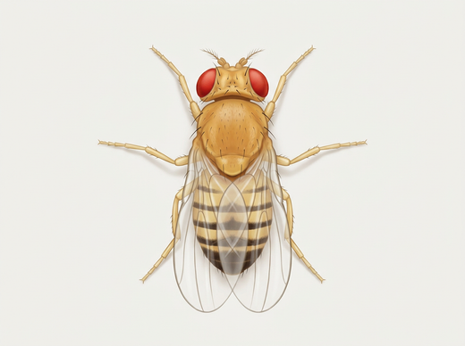 Azijn of fruitvlieg (Drosophila) van bovenaf