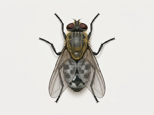 Kussenvlieg (Pollenia rudis) van bovenaf