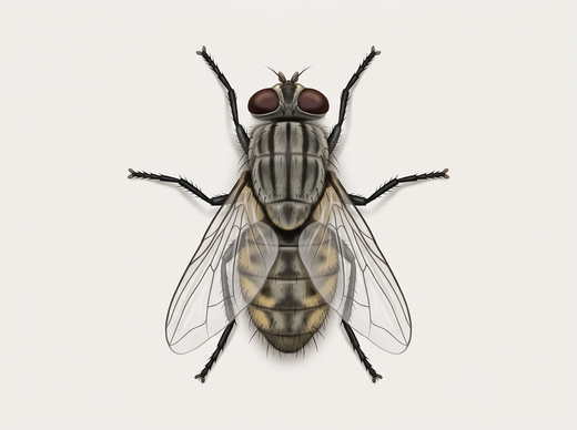 Grote huisvlieg (Musca domestica) van bovenaf