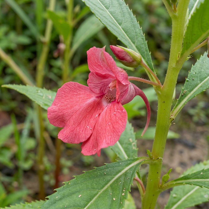Garten-Balsamine (Impatiens balsamina), AI-illustratie