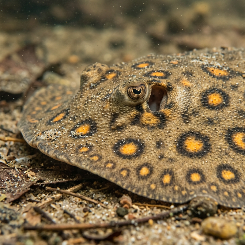 Gefleckter Süßwasserrochen (Potamotrygon motoro), AI-illustratie