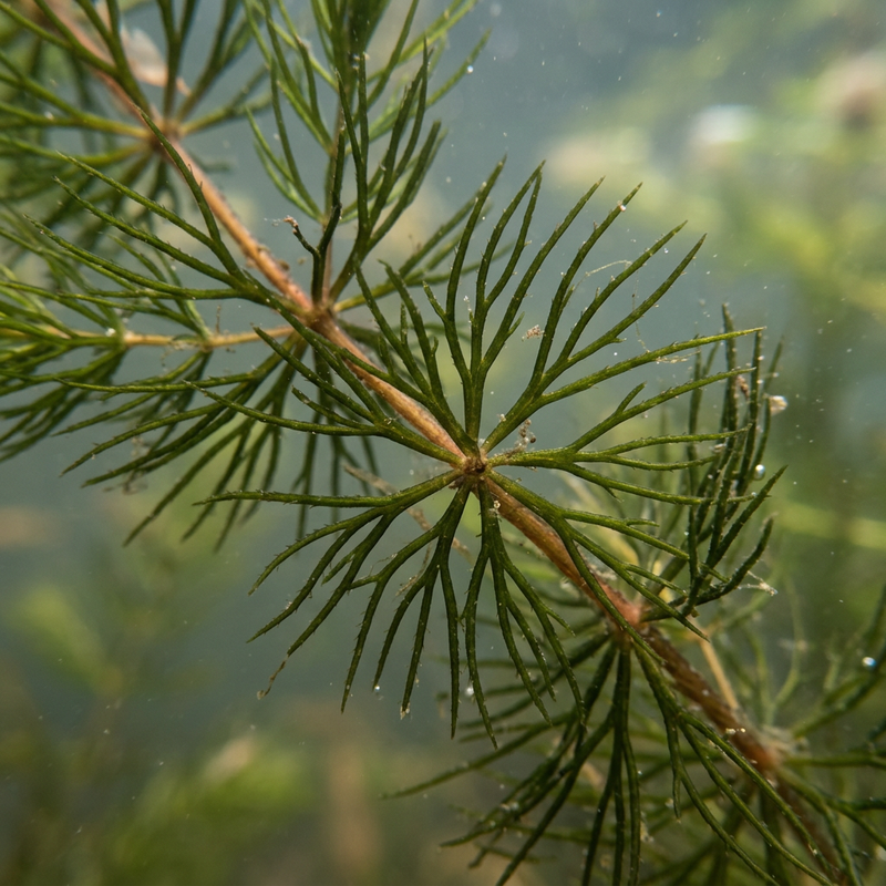 Gemeenschappelijk hoornblad (Ceratophyllum demersum), AI-illustratie