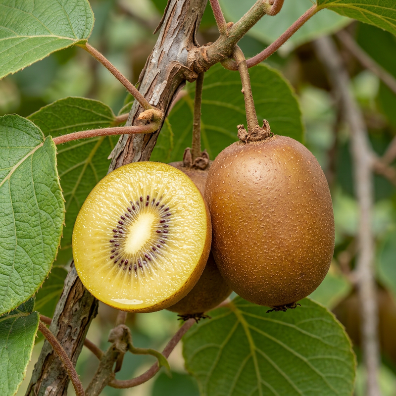Gold-Kiwi (Actinidia chinensis), AI-illustratie