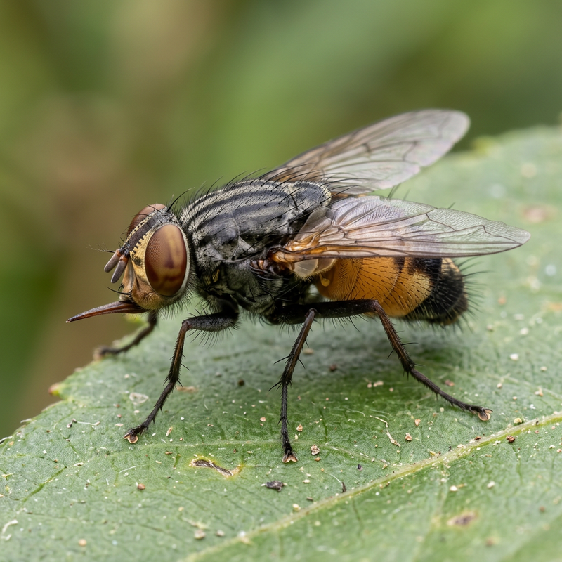 Heuschreckenfliege (Stomorhina lunata), AI-illustratie