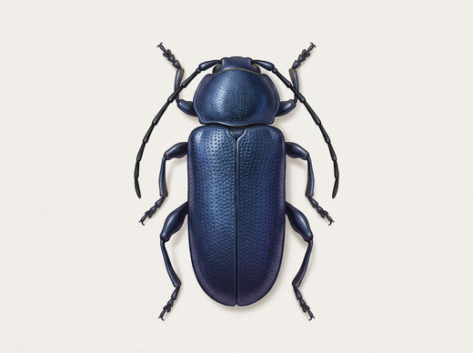 Blauwe schijfbok (Callidium violaceum) van bovenaf