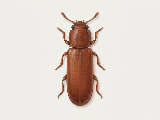 Spinthoutkever (Lyctus) van bovenaf