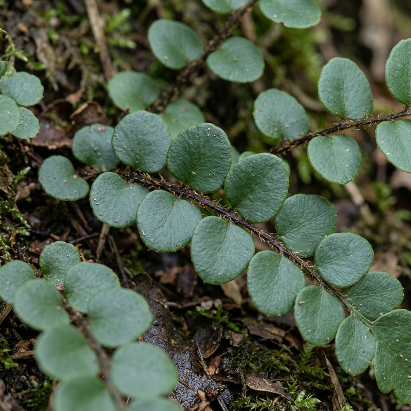 Knopf-Saumfarn (Pellaea rotundifolia), AI-illustratie