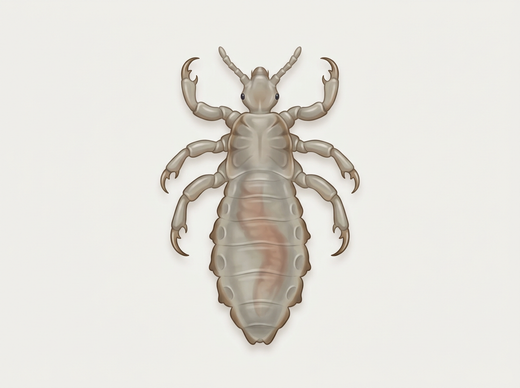 Hoofdluis (Pediculus humanus capitis) van bovenaf, sterk vergroot