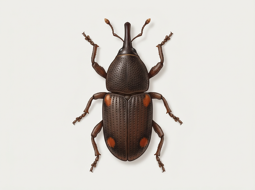 Maïskever (Sitophilus zeamais) van bovenaf