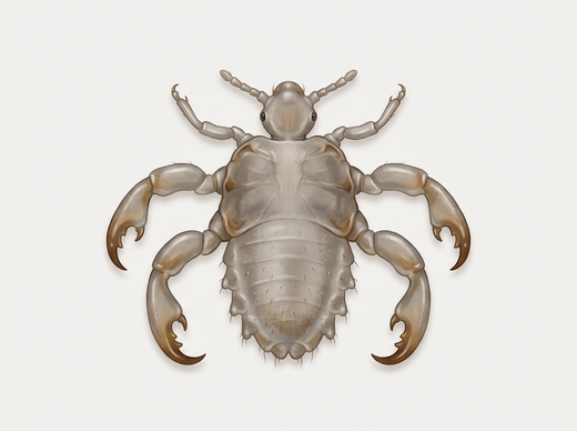Schaamluis (Pthirus pubis) van bovenaf