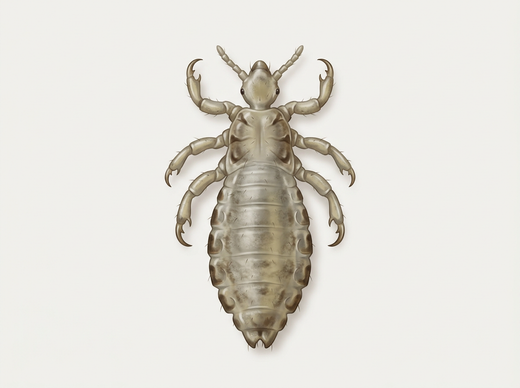 Lichaamsluis (Pediculus humanus corporis) van bovenaf