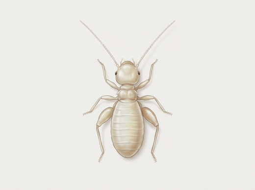 Stofluis (Liposcelis) van bovenaf