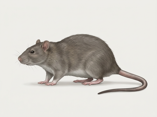 Bruine rat (Rattus norvegicus) vanaf de zijkant