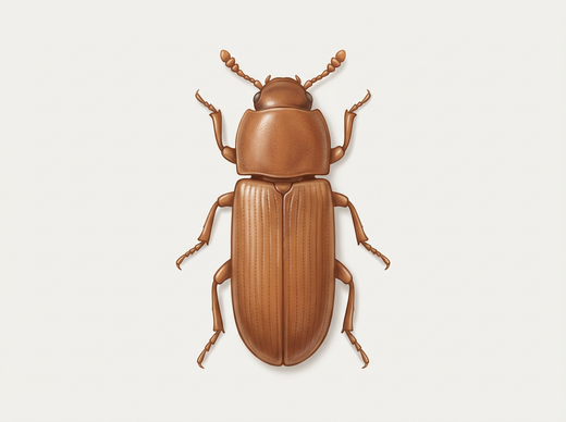 Roodbruine meelkever (Tribolium castaneum) van bovenaf
