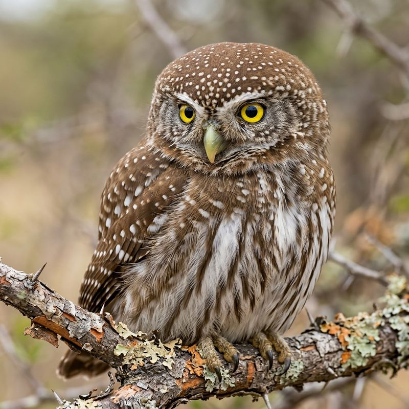 Perlzeiskauz (Glaucidium perlatum), AI-illustratie
