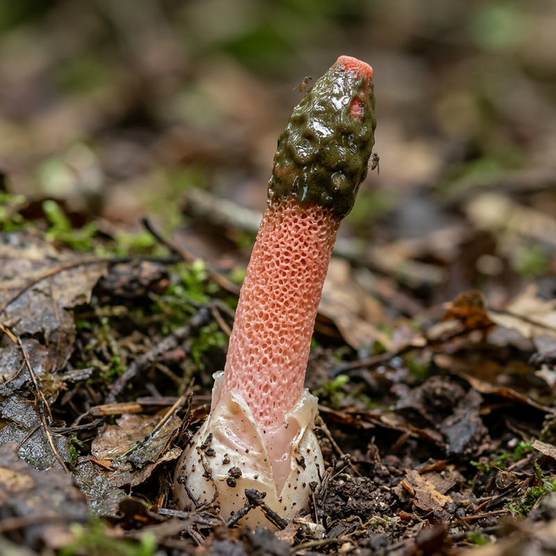 Rötlicher Rutenpilz (Mutinus ravenelii), AI-illustratie