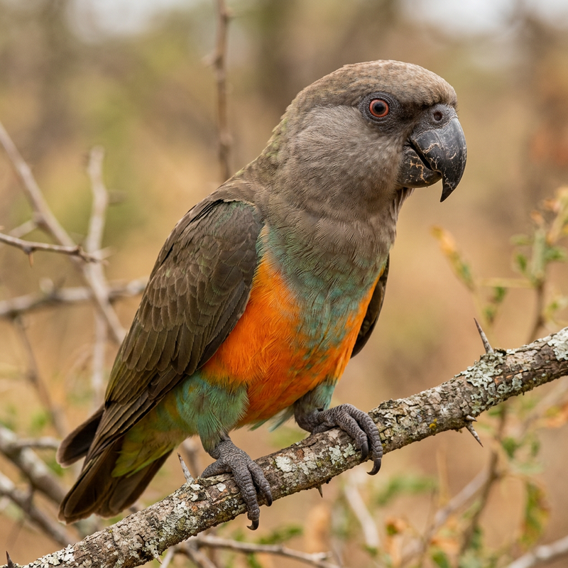 Rotbauchpapagei (Poicephalus rufiventris), AI-illustratie