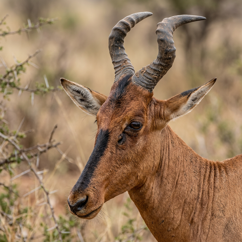 Rote Kuhantilope (Alcelaphus buselaphus caama), AI-illustratie