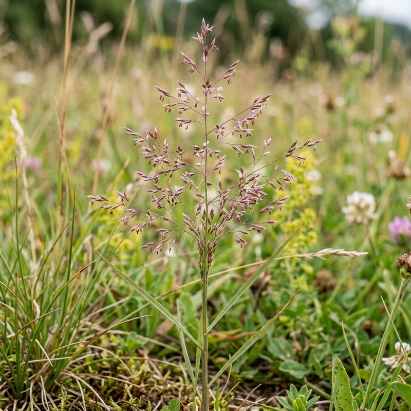 Rood gebogen gras
