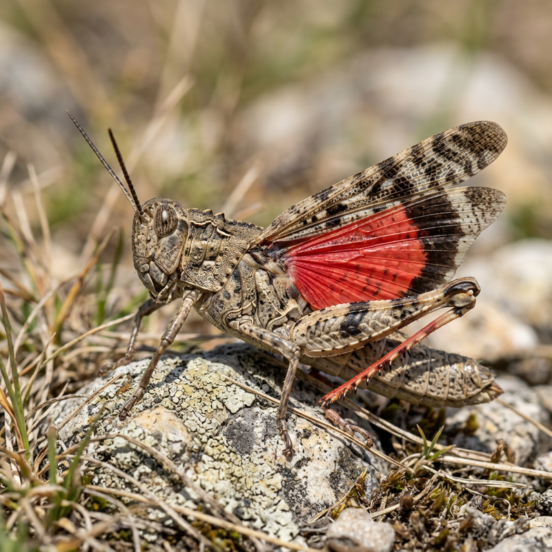 Roodvleugelinsect uit de woestenij