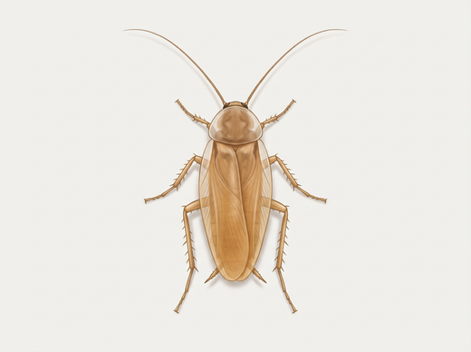 Amber boskakkerlak (Ectobius vitiventris) van bovenaf