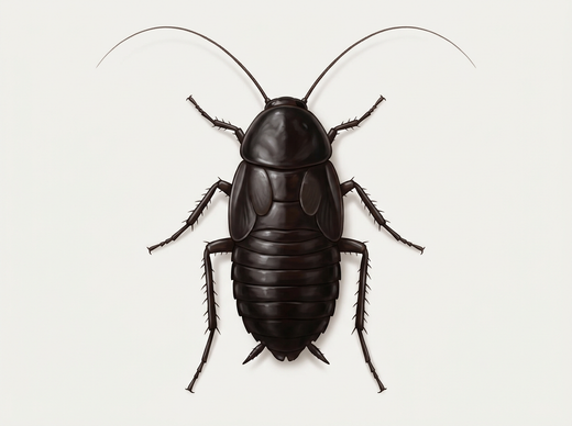 Oosterse kakkerlak (Blatta Orientalis), vrouwtje met stompe vleugels, van bovenaf