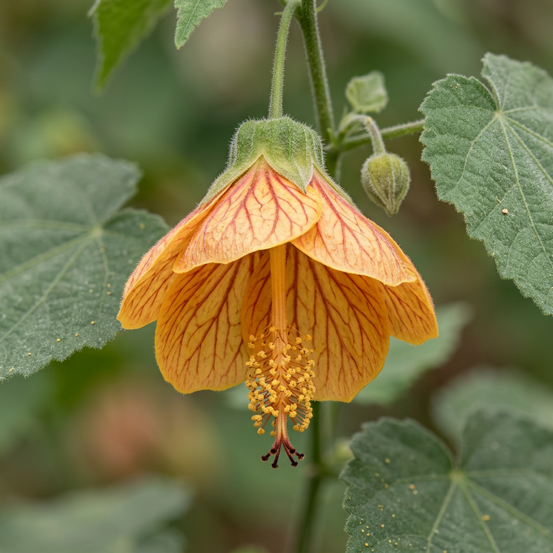 Mooie kaasjeskruid (Abutilon), AI-illustratie